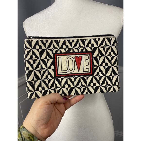 Brighton Love Pouch, Red, White & Black, Zipper, Heart Print, NWOT, 6" x 9" - Picture 1 of 5